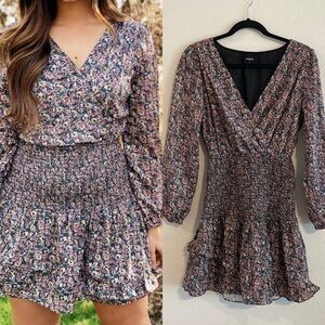 Storia Women's Midi Dress Medium Ditsy Floral Smocked Bohemian Coastal Cowgirl